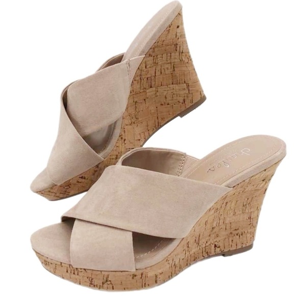 Charles David Women’s Slip On Latrice Cross Strap Slides Wedge Cork Heel Sandals - Picture 1 of 11
